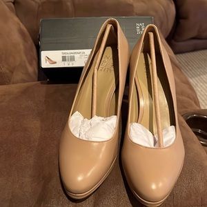 Naturalizer Shoes Heels Teresa Gingersnap Lea Size 10 W Beige New